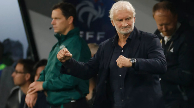 רודי פלר על הקווים של נבחרת גרמניה (צילום: GettyImages, ODD ANDERSEN/AFP)