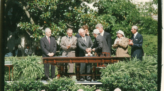 טקס חתימת הסכם אוסלו (צילום: ראובן קסטרו)