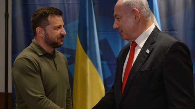 בנימין נתניהו וולודימיר זלנסקי במהלך כינוס עצרת האו״ם בניו יורק (צילום: אבי אוחיון, לע"מ)