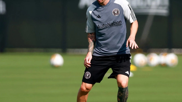 ליאונל מסי באימון אינטר מיאמי (צילום: GettyImages, Megan Briggs)