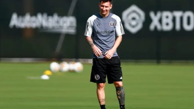 נפטר מהזקן. ליאו מסי באימון (צילום: GettyImages, Megan Briggs)