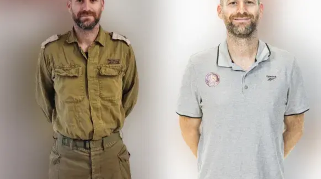 עולמות הפוכים. עמית שרף במדי הפועל חולון (מימין) והיום במדי צה"ל (צילום: אתר רשמי, מנהלת הליגה, באדיבות המצולם)