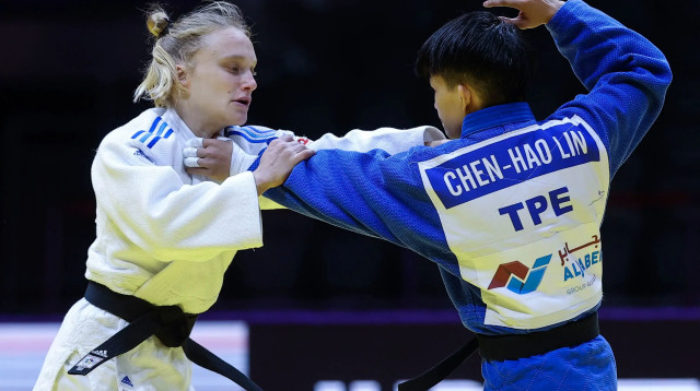 תמר מלכה ג'ודאית ישראלית (בלבן) (צילום: GettyImages, KARIM JAAFAR/AFP)