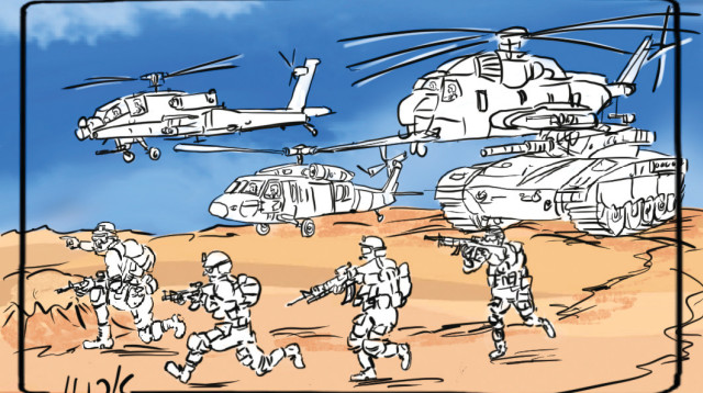 כוחות אוויר וקרקע בתמרון ברצועת עזה (צילום: איור: ארנון קרמר)