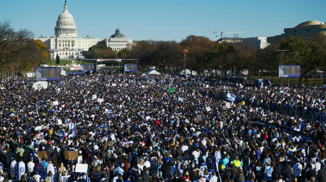 העצרת בוושינגטון (צילום:  Perry Bindelglass / Conference of Presidents)