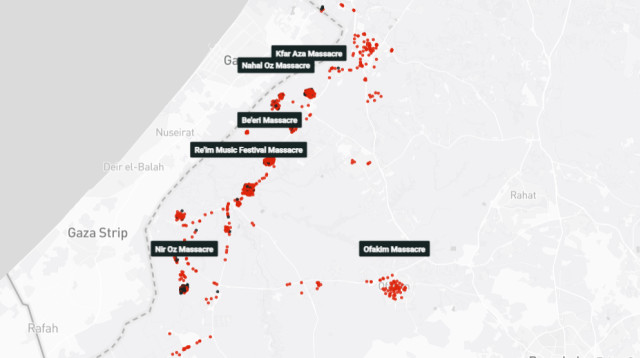 המפה שמציגה היכן נרצחו יקיריכם בבוקר ה-7 באוקטובר (צילום: oct7map)