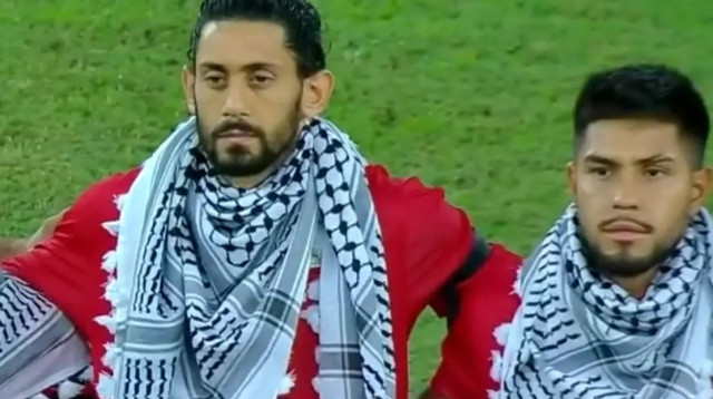 שחקן נבחרת פלסטין עטאא ג'אבר (צילום: צילום מסך, מתוך טוויטר)