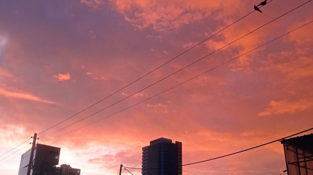 זריחה בתל אביב, מזג אוויר מעונן (צילום: ענבר נעמן)