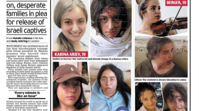 צעירות שנחטפו לעזה על שער ה"דיילי מייל" (צילום: צילום מסך)