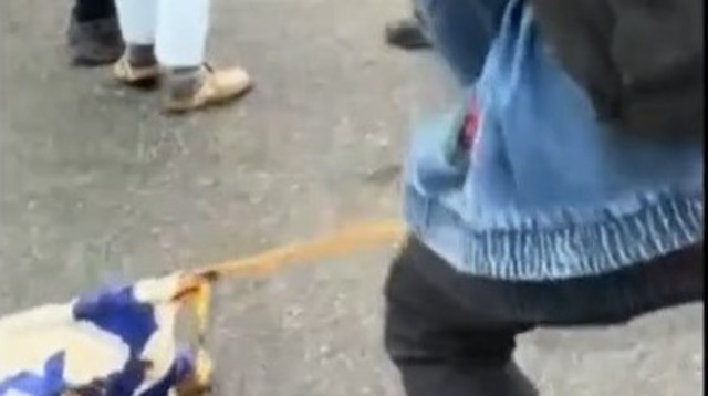 מפגין שורף את דגל ישראל (צילום: שימוש לפי סעיף 27א')