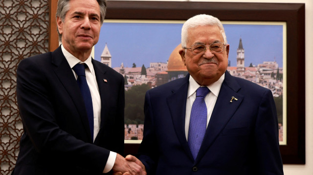 אבו מאזן, אנתוני בלינקן (צילום: JAAFAR ASHTIYEH/Pool via REUTERS)