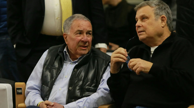 בעלי מכבי תל אביב שמעון מזרחי עם דייויד פדרמן (צילום: מערכת וואלה! NEWS, לילך וייס)