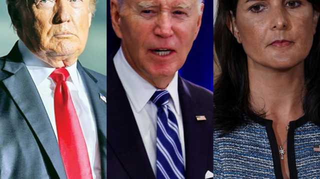 ניקי היילי, ג'ו ביידן, דונלד טראמפ (צילום: רויטרס)