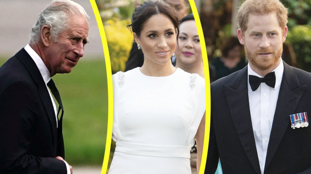הנסיך הארי, מייגן מרקל, המלך צ'ארלס (צילום: הוט 8,Aaron Chown/Pool via REUTERS)