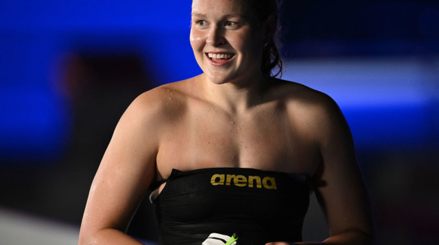 אנסטסיה גורבנקו, שחיינית ישראלית אחרי מדליית כסף היסטורית בקטאר באליפות העולם (צילום: GettyImages)