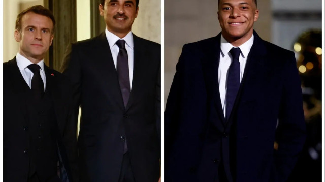 קילאן אמבפה, עמנואל מקרון, אמיר קטאר (צילום: רויטרס, אילוסטרציה)