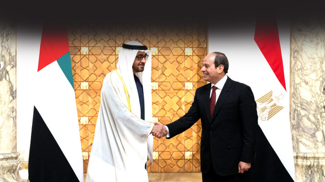 נשיא איחוד האמירויות, שייח' מוחמד בן זאיד אל-נהיאן, נפגש עם נשיא מצרים עבד אל-פתאח אל סיסי בקהיר (צילום: רויטרס)