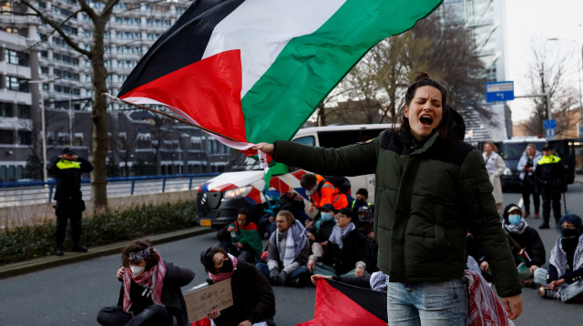 מפגינים פרו פלסטינים (צילום: REUTERS/Piroschka van de Wouw)