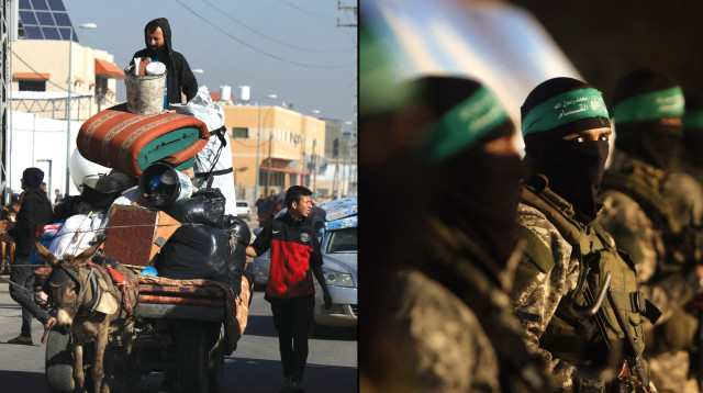 פעילי חמאס, תושבים עזתים נוטשים את בתיהם (צילום: AFP via Getty Images)