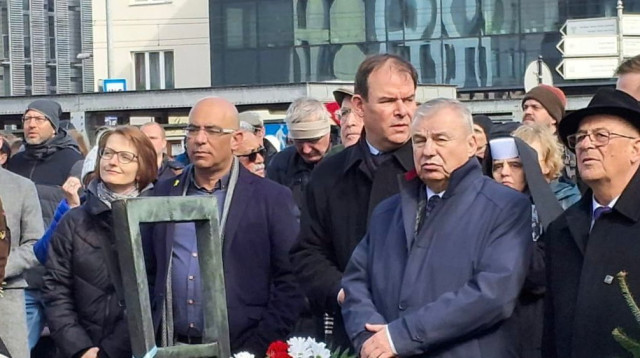 טקס זיכרון לציון חיסול גטו קרקוב (צילום: ניצן מאיר)