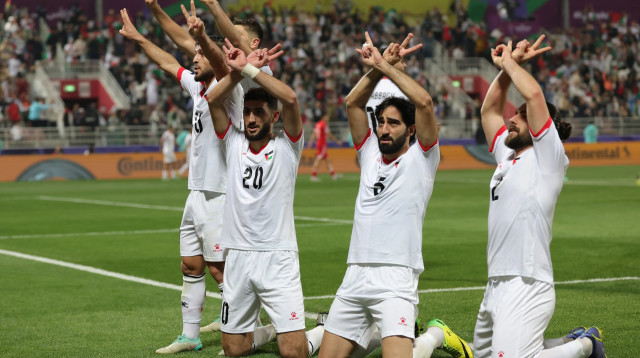 שחקני נבחרת פלסטין (צילום: GettyImages, GIUSEPPE CACACE/AFP)