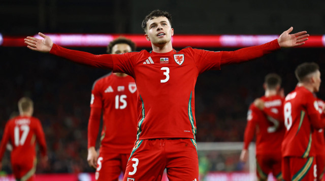 נקו וויליאמס שחקן נבחרת ויילס חוגג שער (צילום: רויטרס)