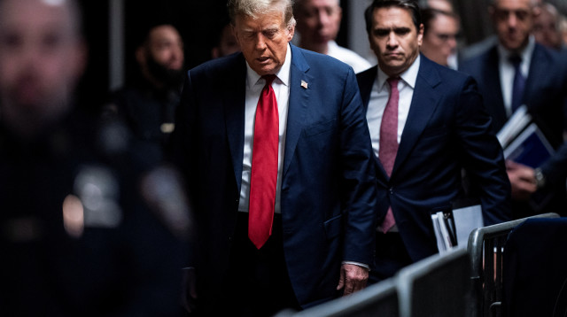 דונלד טראמפ מגיע למשפט נגדו במנהטן (צילום: Jabin Botsford/Pool via REUTERS)
