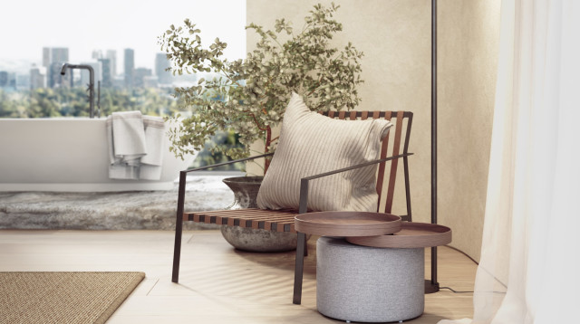 שולחן קפה שהוא גם הדום (צילום: סטודיו זגה ZAGAMIX)