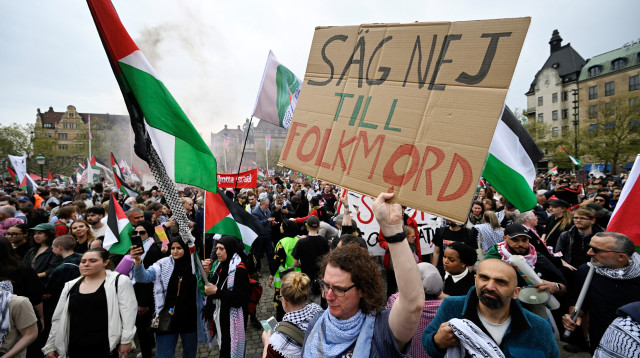 הפגנות פרו פלסטיניות במאלמו (צילום: News Agency/Johan Nilsson via REUTERS)