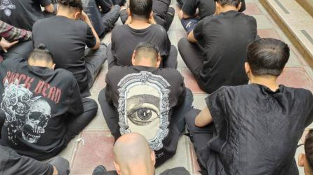 העצורים במסיבה באיראן (צילום: רשתות ערביות)