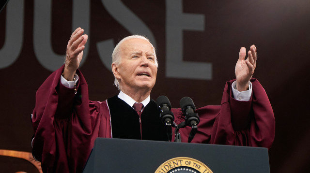 הנשיא ג'ו ביידן נואם במכללת מורהאוס, אטלנטה  (צילום: רויטרס)