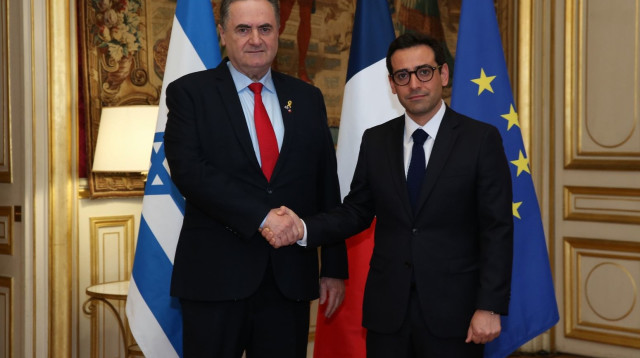 שר החוץ ישראל כ"ץ ושר החוץ הצרפתי (צילום: שגרירות צרפת בישראל)