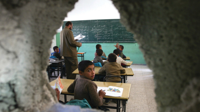 כיתה בבית ספר בעזה (צילום: פאדי עדוואן,פלאש 90)