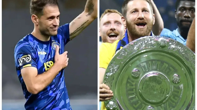 שרן ייני, אנריק סבוריט, שחקני מכבי תל אביב (צילום: עיבוד תמונה, דני מרון, אריאל שלום)