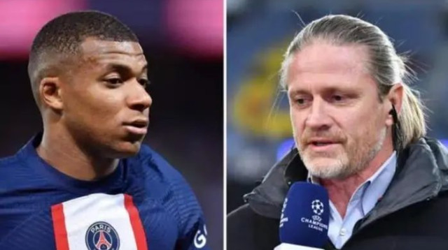 כדורגלן העבר עמנואל פטי לצד שחקן פריז סן ז'רמן קיליאן אמבפה (צילום: צילום מסך, אילוסטרציה)