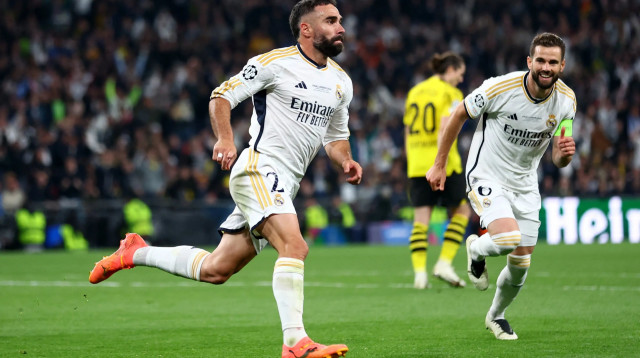 דני קרבחאל שחקן ריאל מדריד חוגג שער, גמר ליגת האלופות 2024 (צילום: רויטרס)