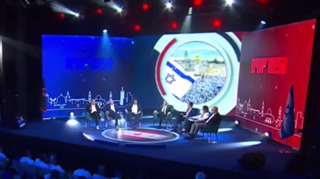 אולפן ערוץ 14 (צילום: צילום מסך ערוץ 14)