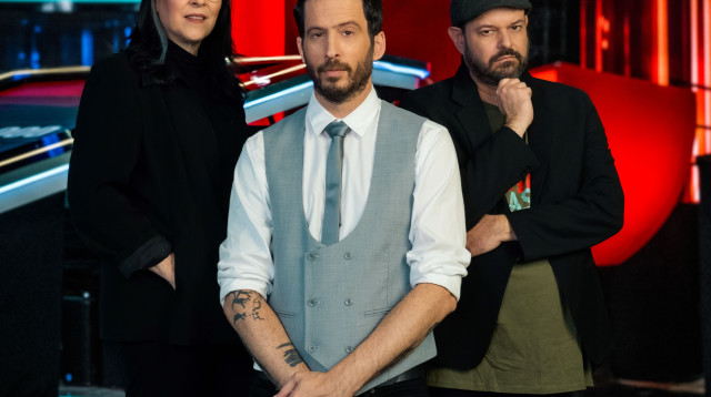 "המרדף": איתי הרמן, עידו רוזנבלום, מיכל שרון (צילום: גבריאל בהרליה, באדיבות כאן)