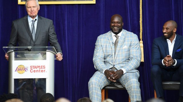 ג'רי ווסט, קובי בריאנט, שאקיל אוניל (צילום: GettyImages, Kevork Djansezian)