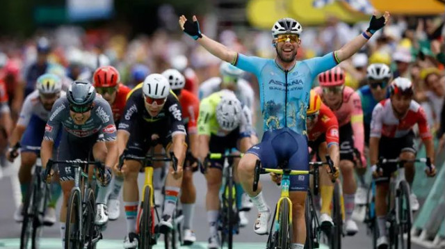 היסטוריה. קאבנדיש בקו הסיום (צילום: רויטרס)