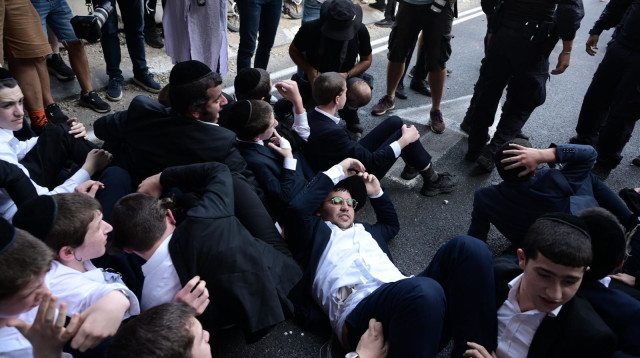 הפגנות חרדים נגד חוק הגיוס (צילום: אבשלום ששוני)