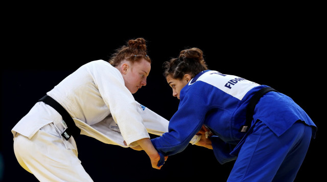 מאיה גושן, ג'ודוקא ישראלית, מול פידן אוגל, ג'ודוקא טורקייה (צילום: GettyImages, Steph Chambe)