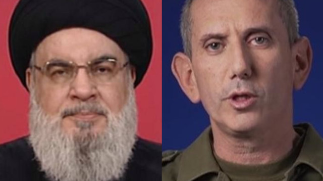 דובר צה"ל דניאל הגרי, מזכ"ל חיזבאללה חסן נסראללה (צילום: ללא)