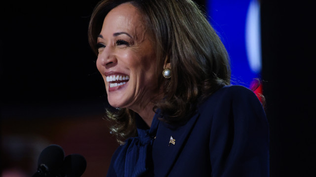 קמלה האריס בוועידה הדמוקרטית (צילום: רויטרס)