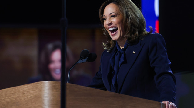 קמלה האריס בוועידה הדמוקרטית (צילום: רויטרס)