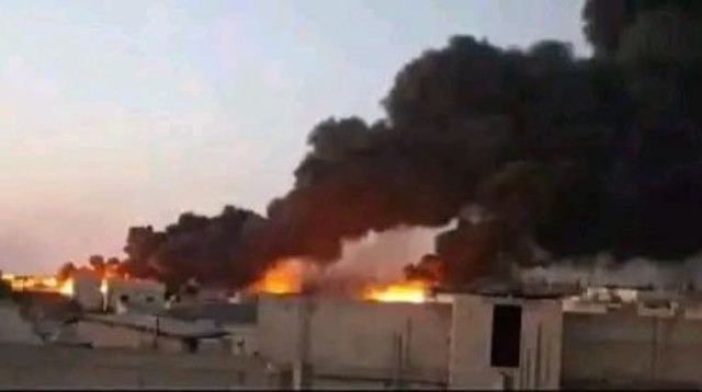 תקיפה בחומס שבסוריה  (צילום: רשתות ערביות)