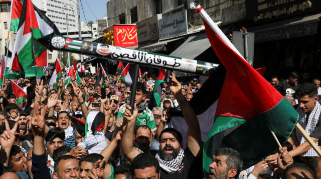 מחאה נגד ישראל בירדן (צילום: REUTERS/Alaa Al Sukhni)