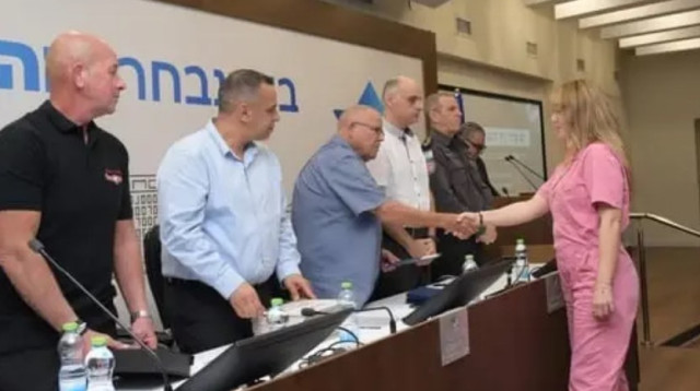 טקס זיכרון והוקרה ללוחמי האש שנפלו בעת מילוי תפקידם (צילום: יסמין גיל, דוברות ההסתדרות)