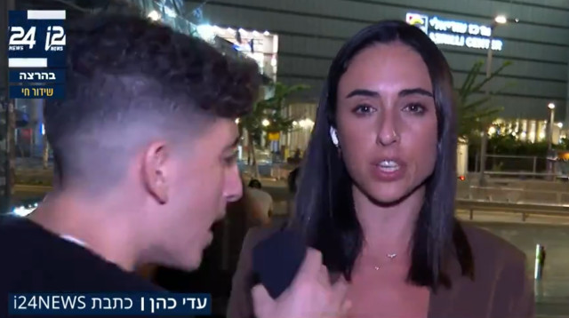 עדי כהן מותקפת בשידור חי (צילום: צילום מסך, i24)