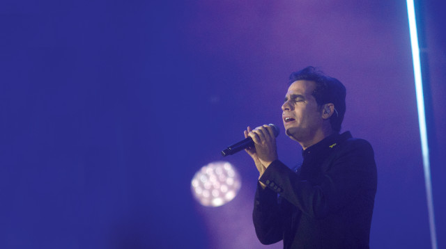 אביב גפן בטקס הזיכרון הלאומי בפארק הירקון (צילום: מרים אלסטר)